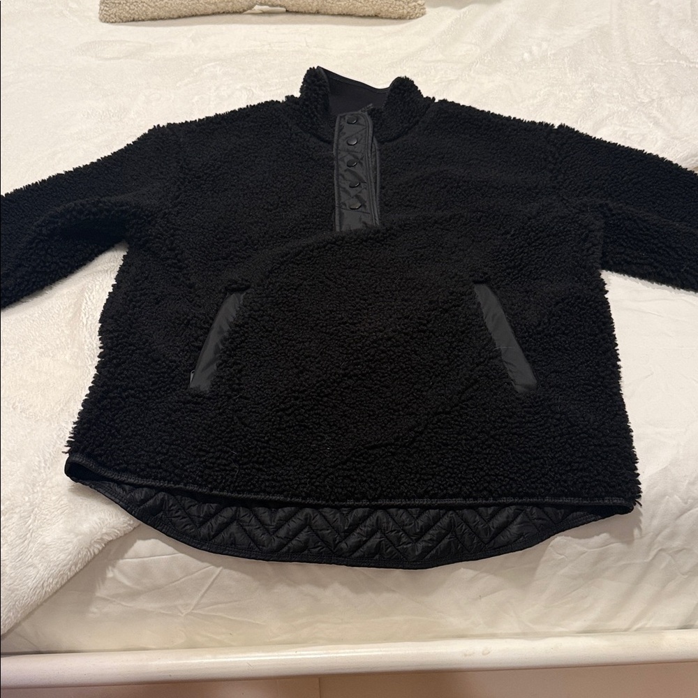 Athleta Cozy Sherpa Snap Sweatshirt size large
